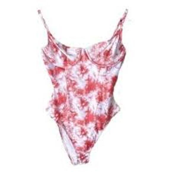Onia Swim Isabella Underwire Tie Dye One Piece XL Brick Red White - Picture 1 of 9